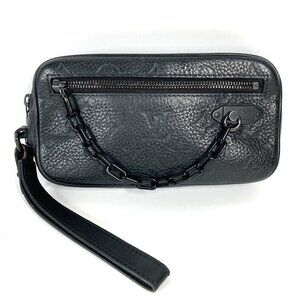 LOUIS VUITTON Black Monogram Leather Pouch